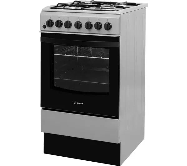 INDESIT Click&Clean IS5G4PHSS 50 cm Dual Fuel Cooker - Silver
