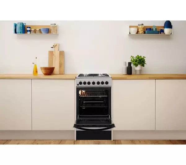 INDESIT Click&Clean IS5G4PHSS 50 cm Dual Fuel Cooker - Silver