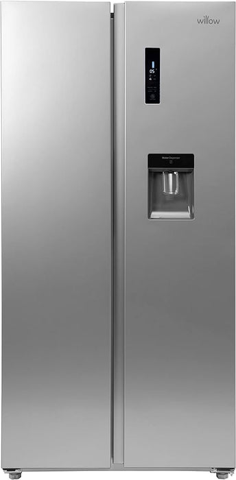 Willow WSBS84DS American Style Side By Side Fridge Freezer with Non-Plumbed Water Dispenser in Silver Frost Free, 430 Litre Capacity