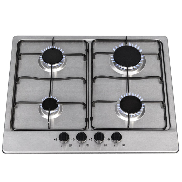 SIA SSG602SS 60cm Stainless Steel 4 Burner Gas Hob with Enamel Pan Stands