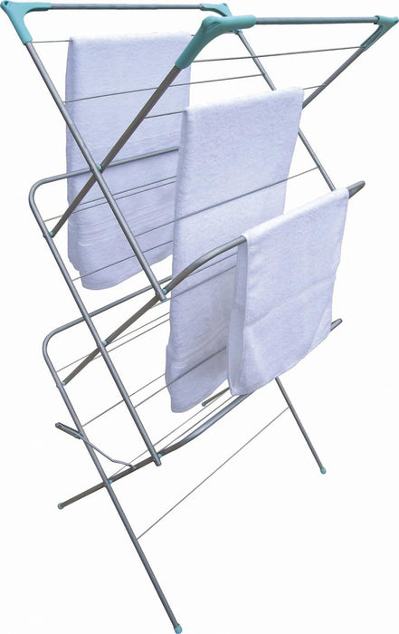 Style Worx 3-Tier Airer with Non-Slip Feet and Heavy Duty Construction, Space Saving Function Folds Flat, Ideal for Indoor and Outdoor Use