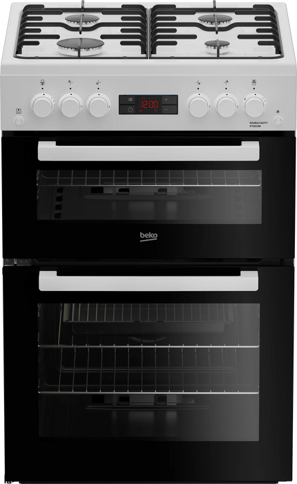 Beko KTG613W - White 60cm Gas Cooker - Twin Cavity - A+ Energy