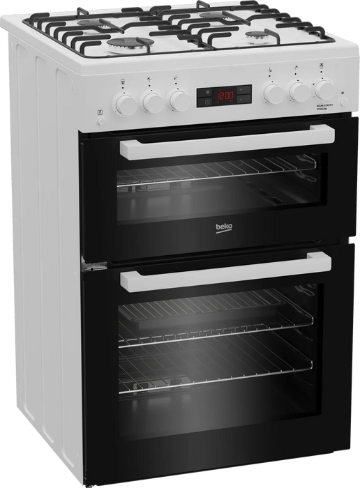 Beko KTG613W - White 60cm Gas Cooker - Twin Cavity - A+ Energy