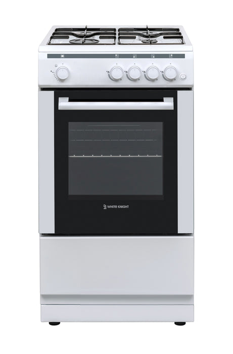White Knight WKATSCG50W Single Cavity Gas Cooker 50cm White