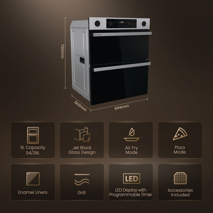 Hisense BUD714221CX Built-Under Electric Double Oven, Stainless Steel, A Rated