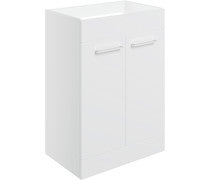 IKSTAR 600mm Floor Standing 2 Door Basin Unit & Elm Grey Worktop - White Gloss