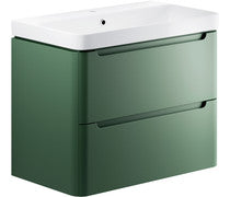 IKSTAR 800mm 2 Drawer Wall Hung Basin Unit - Matt Sage Green