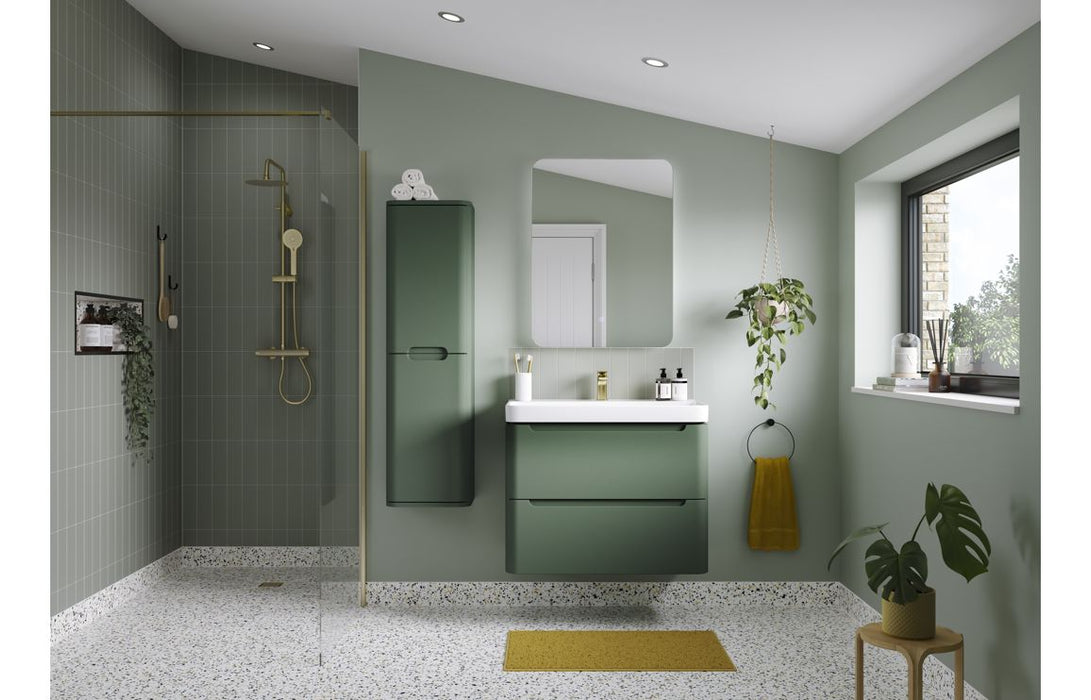 IKSTAR 500mm 2 Drawer Wall Hung Cloakroom Basin Unit - Matt Sage Green