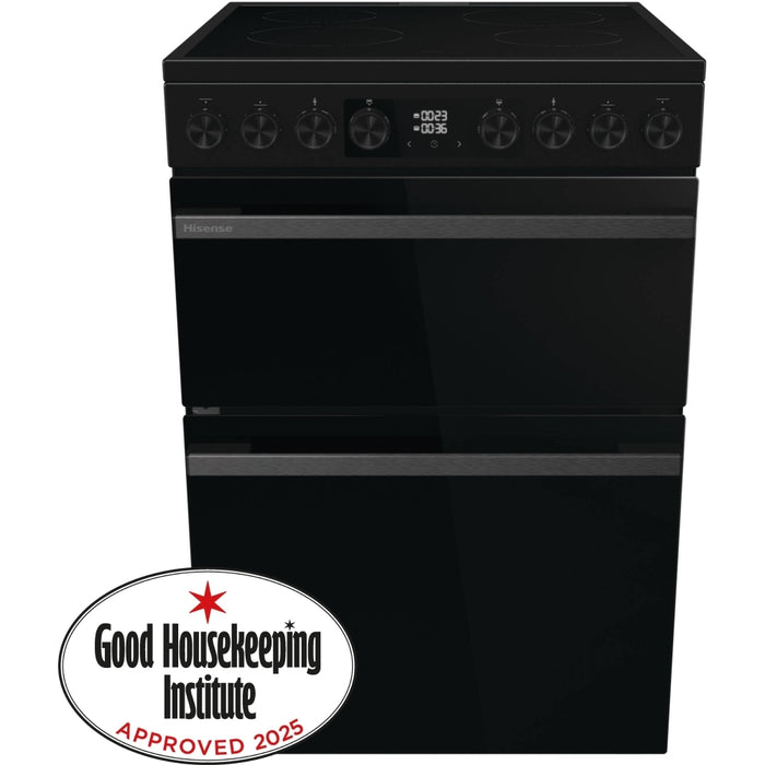 Hisense HDCEC6C20B Ceramic Electric Cooker with Double Oven, Black, A Rated
