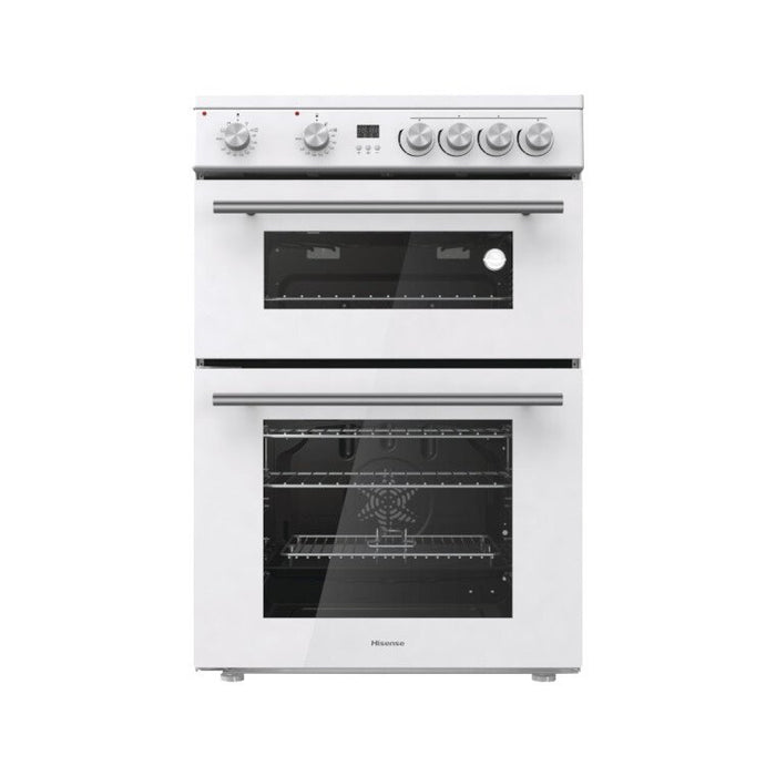Hisense HDE3211B UK Ceramic Electric Cooker with Double Oven, White, A Rated -Black/White