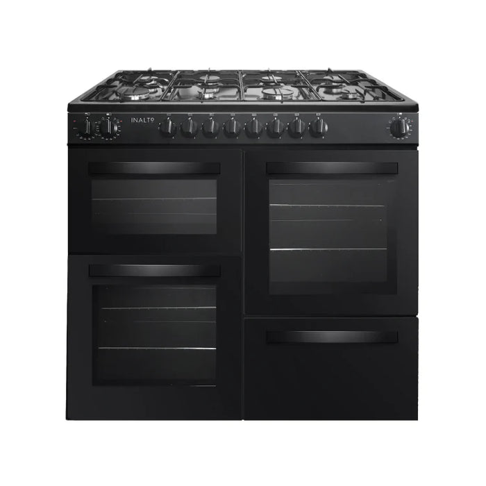 Inalto IR100DFMC - Black/Silver 100cm Range Cooker - Dual Fuel - AAA Energy Rating