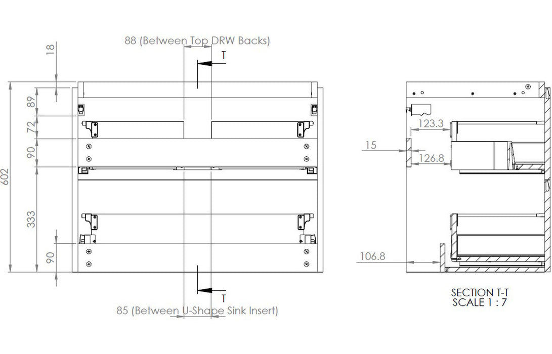 IKSTAR 800mm 2 Drawer Wall Hung Basin Unit - Matt Sage Green