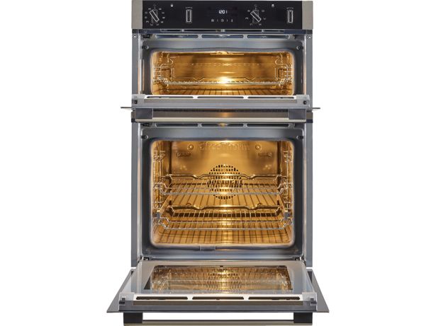 Neff U2ACM7HH0B N50 Built-In Electric Double Oven, Stainless Steel and Black, A Rated