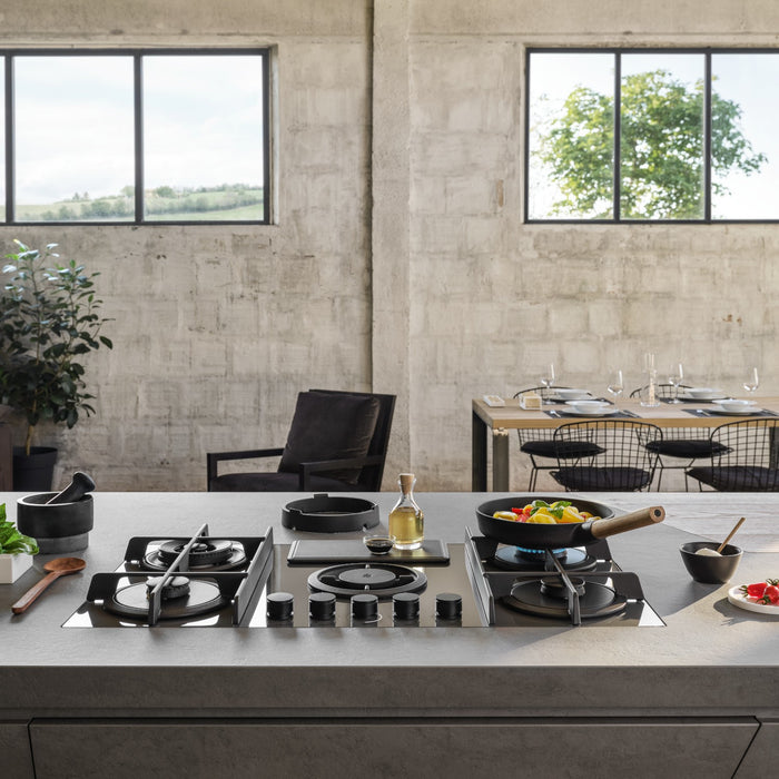 Elica NikolaTesla NT-FLAME-BLK-DO Flame 88cm Gas Venting Hob - Duct Out Only - Black