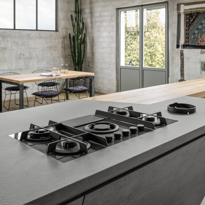 Elica NikolaTesla NT-FLAME-BLK-DO Flame 88cm Gas Venting Hob - Duct Out Only - Black