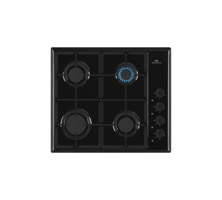 New World NWG61B 60cm 4 Burner Gas Hob - Black