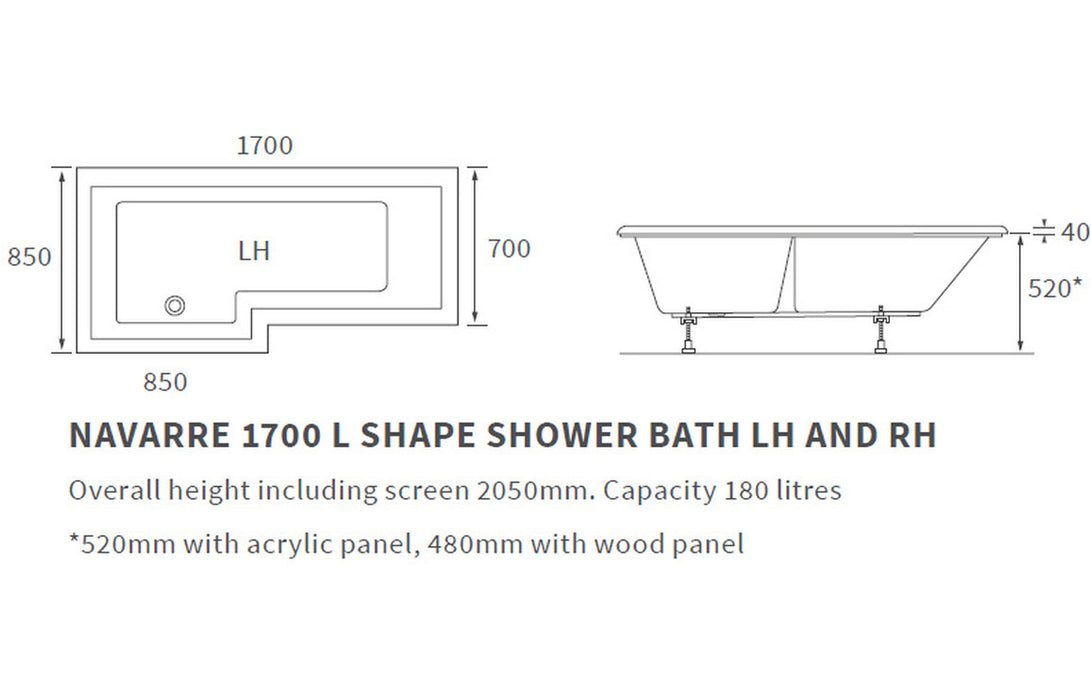 IKSTAR L Shape 0TH Bath w/Legs