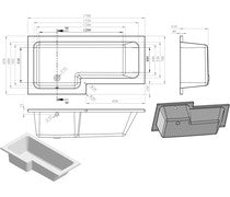 IKSTAR L Shape 0TH Bath w/Legs