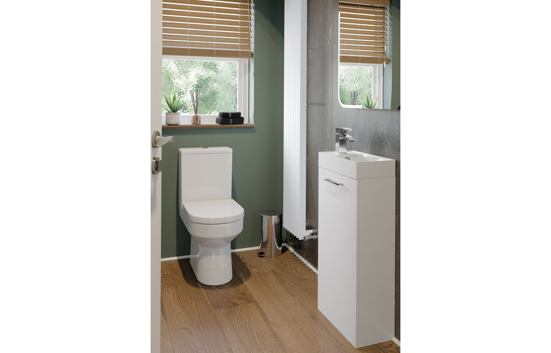 IKSTAR 600mm Floor Standing 2 Door Basin Unit & Elm Grey Worktop - White Gloss