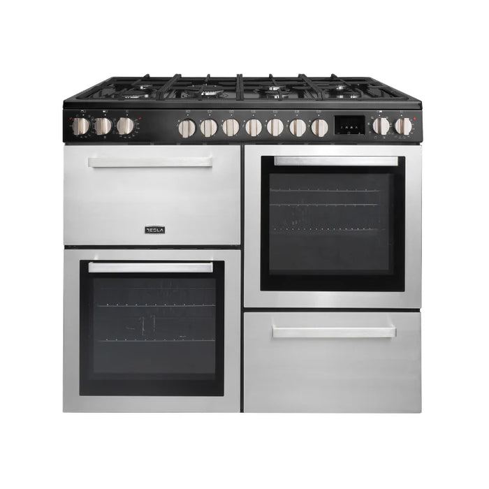 Tesla T100MCDFRCB - 100cm Multi Cavity Dual Fuel Range Cooker