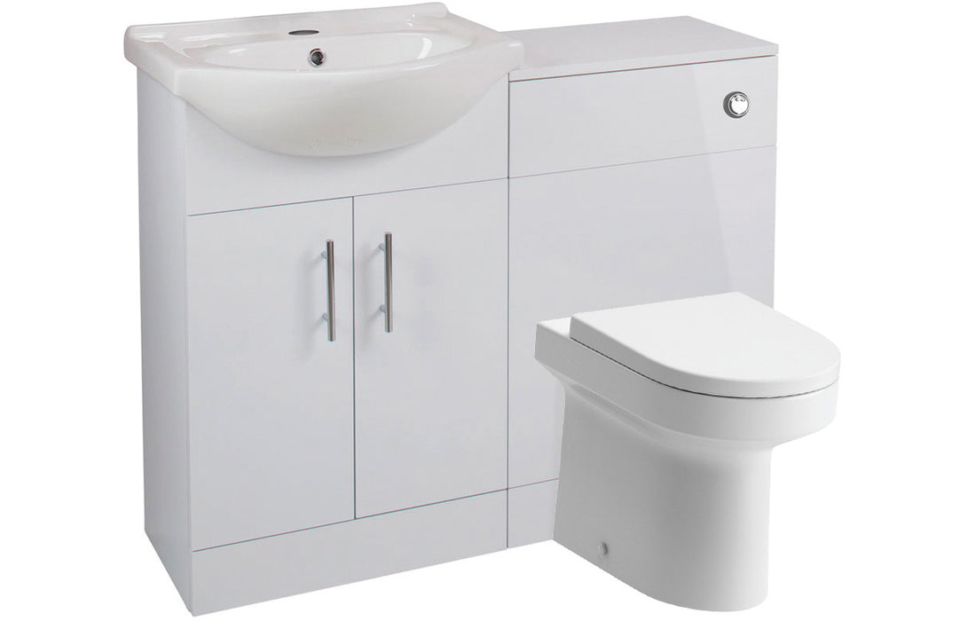 Ikstar  650mm Basin Unit & WC Unit Pack - White Gloss