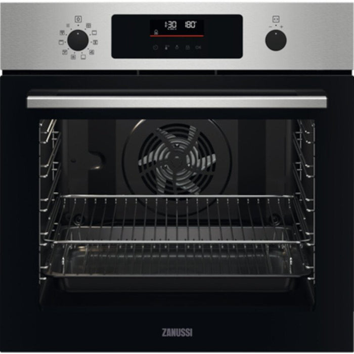 Zanussi ZOPNX6XN Built-In Electric Single Oven with Pyrolytic Cleaning, Stainless Steel, A+ Rated