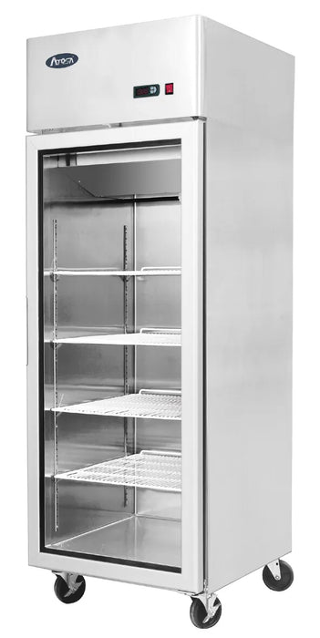 Atosa YCF9401GR Slimline Glass Single Door Upright Fridge, 410 Litres