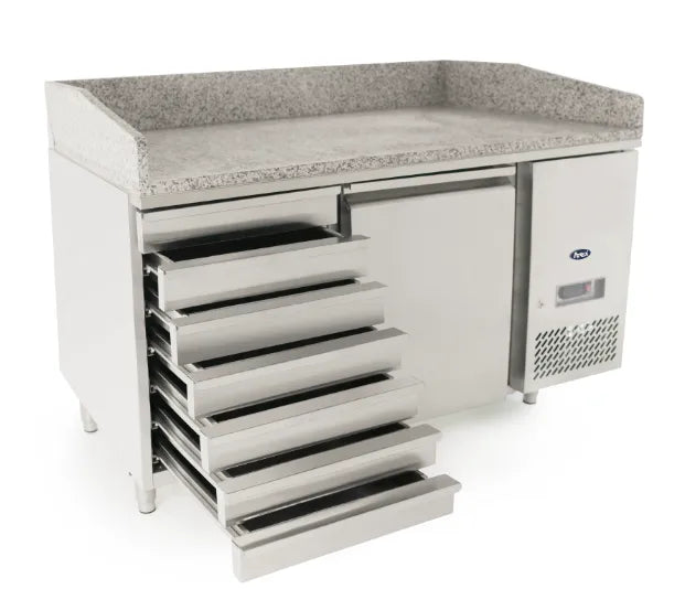 Atosa EPF3490GR Single Door with Drawers Granite Top Salad Preparation Counter Table, 125 Litres