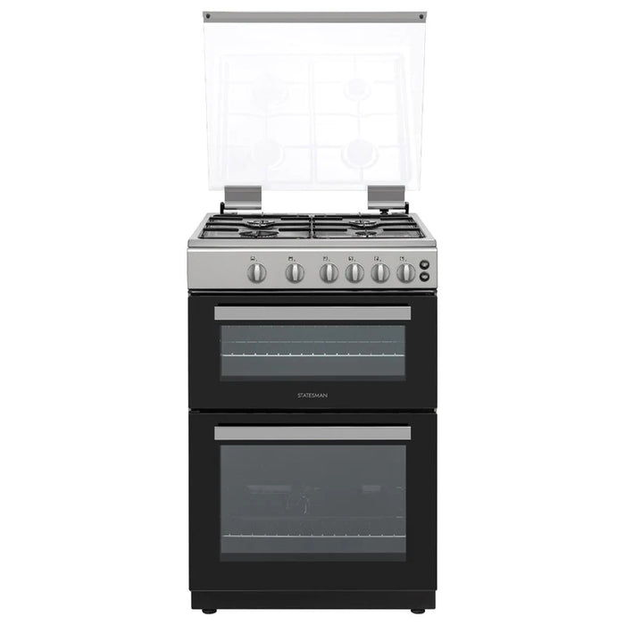 Statesman GDL60S 60CM DOUBLE OVEN GAS LIDDED COOKER SILVER