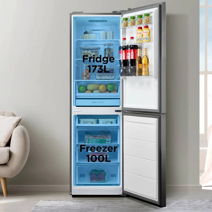 Midea MDRB379FGD02 - Silver Freestanding 50/50 Frost Free Fridge Freezer - E energy