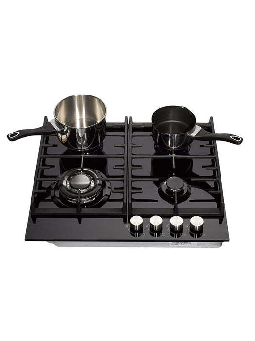 Teknix SCGH61B 4 Burner Gas Hob Wok And Cast Iron Pan Supports