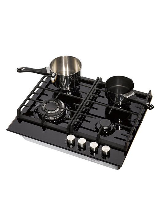 Teknix SCGH61B 4 Burner Gas Hob Wok And Cast Iron Pan Supports