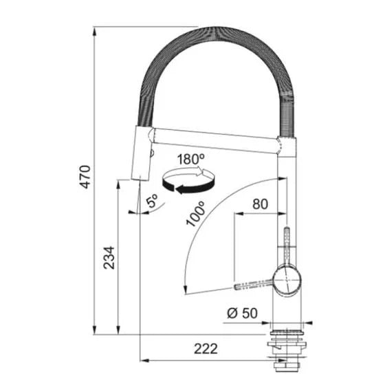 Franke Active Semi-Pro Single Lever Pull Out Nozzle Tap - Chrome - 115.0653.407