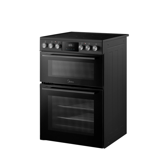Midea MFO24EME4R118-BK 60cm Double Oven FS Cooker with Ceramic Hob AA Rated in Black
