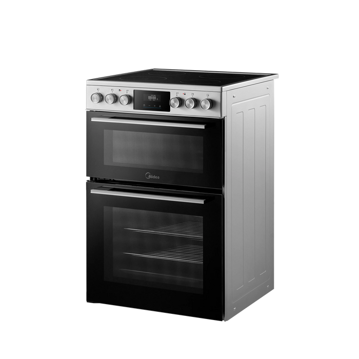Midea MFO24EME4R118-SS 60cm Double Oven FS Cooker with Ceramic Hob AA Rated in Stainless Steel