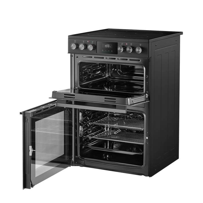 Midea MFO24EME4R118-BK 60cm Double Oven FS Cooker with Ceramic Hob AA Rated in Black