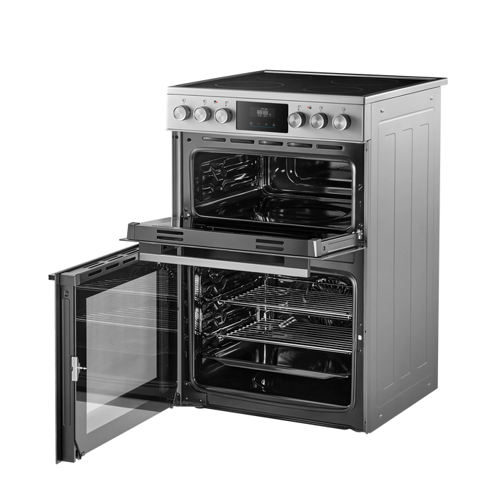 Midea MFO24EME4R118-SS 60cm Double Oven FS Cooker with Ceramic Hob AA Rated in Stainless Steel