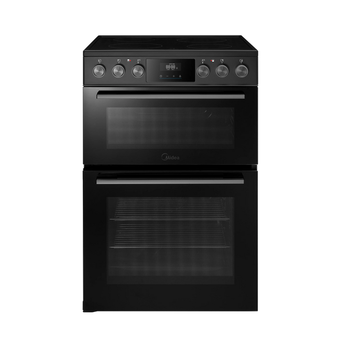 Midea MFO24EME4R118-BK 60cm Double Oven FS Cooker with Ceramic Hob AA Rated in Black