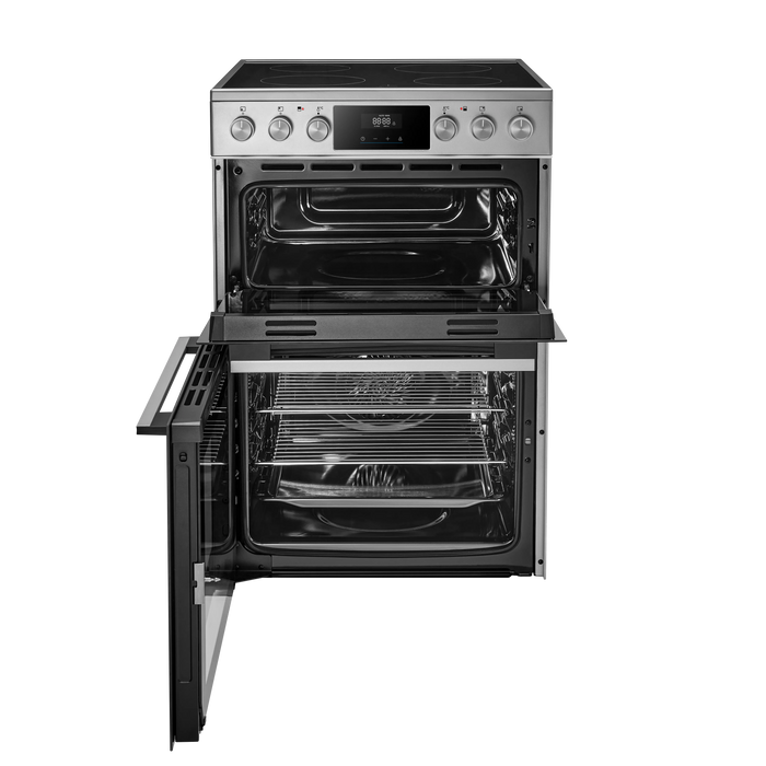 Midea MFO24EME4R118-SS 60cm Double Oven FS Cooker with Ceramic Hob AA Rated in Stainless Steel