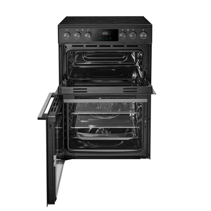 Midea MFO24EME4R118-BK 60cm Double Oven FS Cooker with Ceramic Hob AA Rated in Black