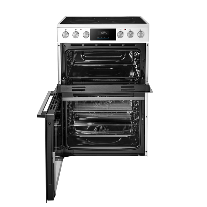 Midea MFO24EME4R118-WH 60cm Double Oven FS Cooker with Ceramic Hob AA Rated in White