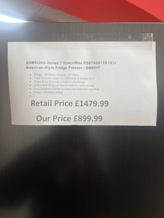Grade A SAMSUNG Series 7 SpaceMax RS67A8811B1/EU American-Style Fridge Freezer - BB6017