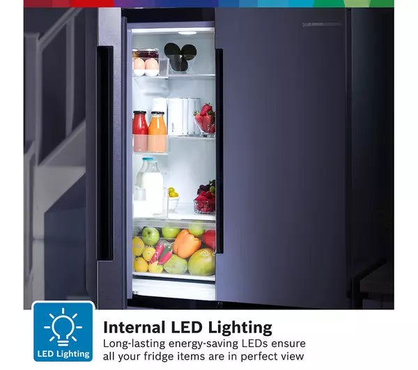 Bosch KFN96VPEAG Series 4 American Fridge Freezer, Non-Plumbed, Stainless Steel, E Rated