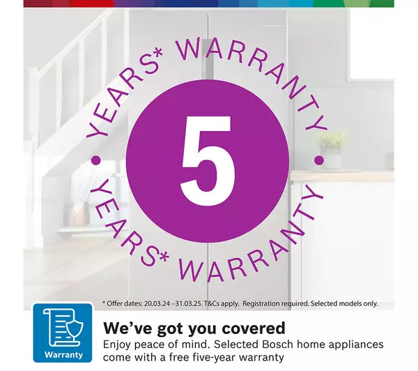 Bosch KFN96VPEAG Series 4 American Fridge Freezer, Non-Plumbed, Stainless Steel, E Rated