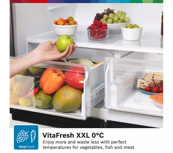 Bosch KFN96VPEAG Series 4 American Fridge Freezer, Non-Plumbed, Stainless Steel, E Rated