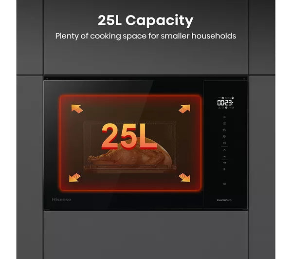 Hisense BIM325GI63DBGUK Built-In 25L Microwave Oven with Grill - Black