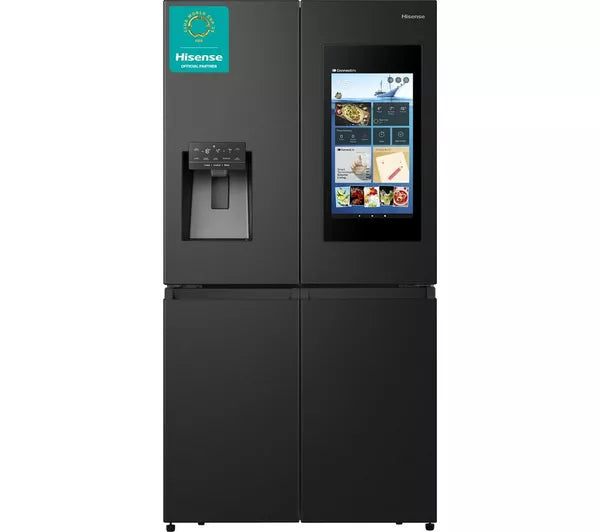 Grade A HISENSE PureFlat RQ760N4IFE Smart Fridge Freezer - Black Stainless Steel