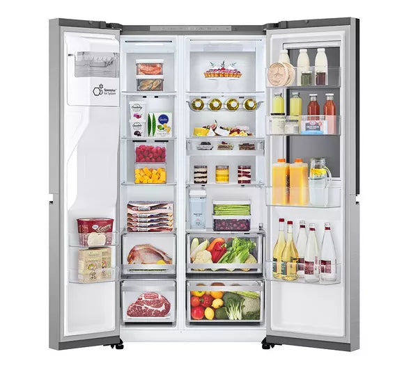 LG InstaView GSXE91BSAD American-Style Smart Fridge Freezer - Brushed Steel