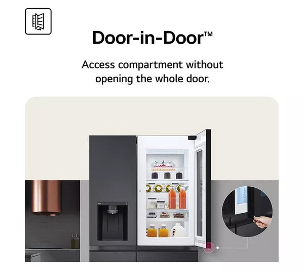 LG InstaView GSXE91BSAD American-Style Smart Fridge Freezer - Brushed Steel