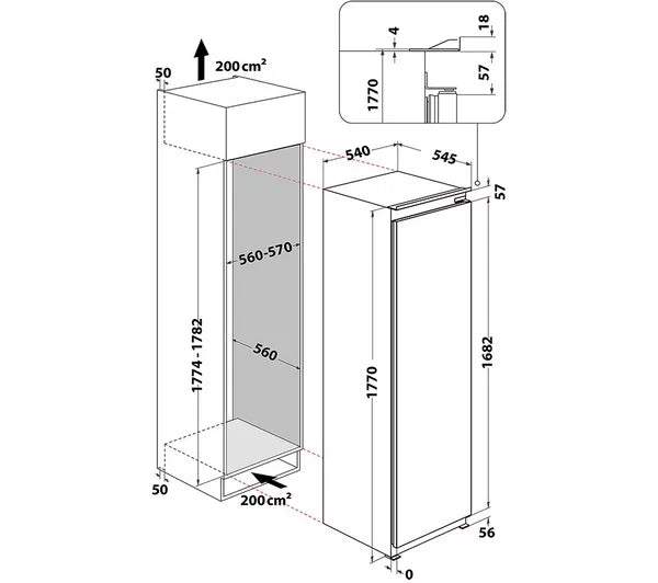 HOTPOINT No Frost HTSD18F013H1 Integrated Tall Freezer - Sliding Hinge